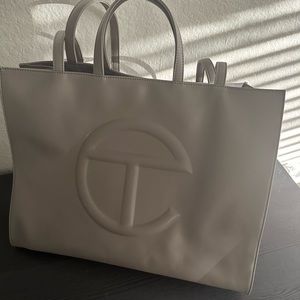 Gray telfar shopping bag
